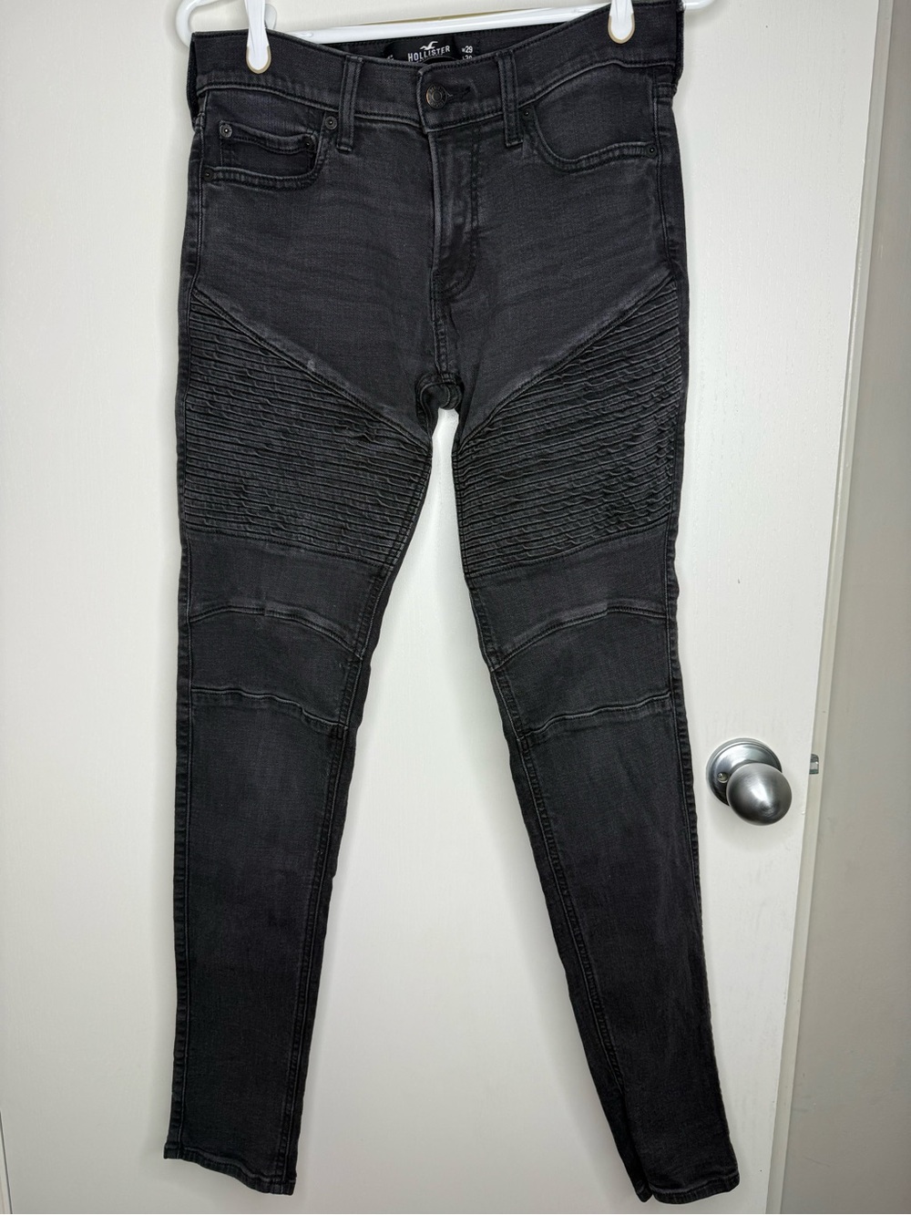 Hollister Moto-Style Black Ribbed Women's Jeans W29/L30